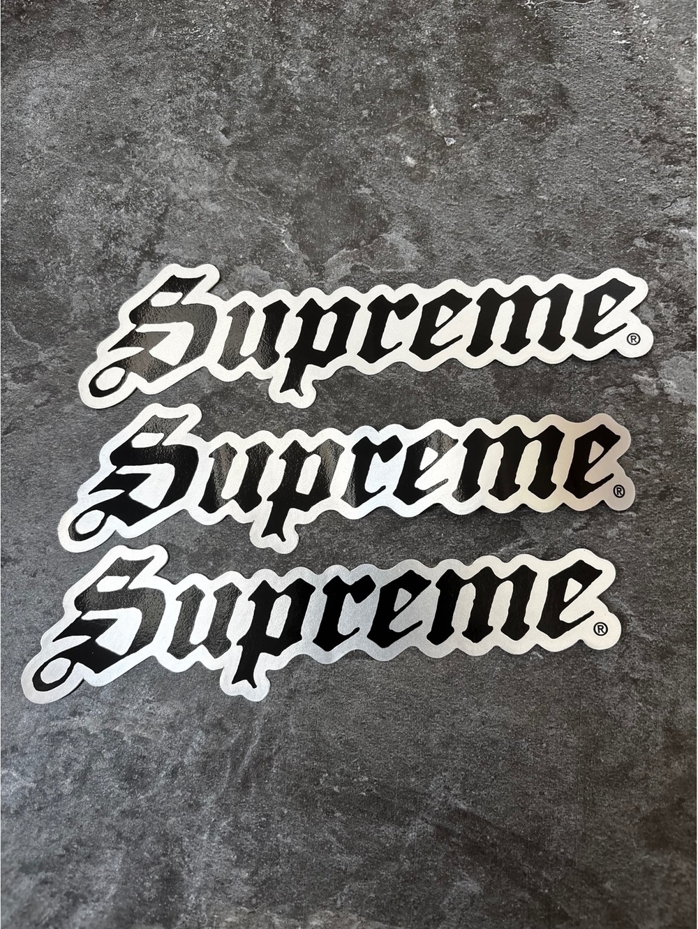Supreme Black Gothic Logo Sticker Set of 3